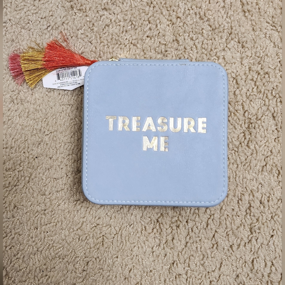 Blue Square Jewerly Holder Box with Gold Lettering